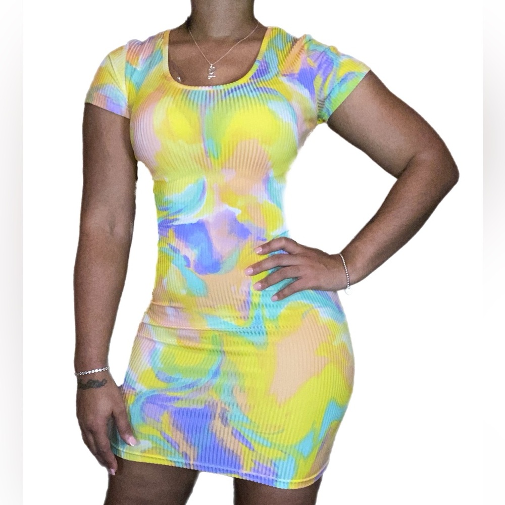 Ribbed Tie-Dye T-Shirt Dress